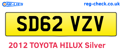 SD62VZV are the vehicle registration plates.
