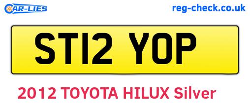 ST12YOP are the vehicle registration plates.