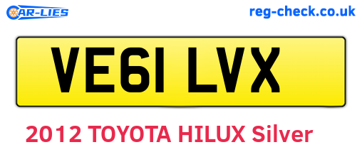 VE61LVX are the vehicle registration plates.