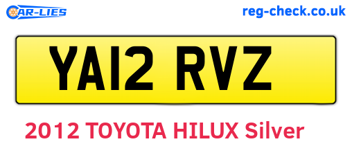YA12RVZ are the vehicle registration plates.