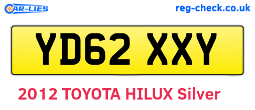 YD62XXY are the vehicle registration plates.