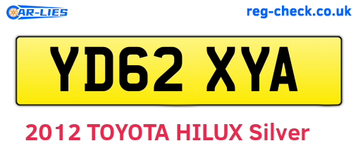 YD62XYA are the vehicle registration plates.