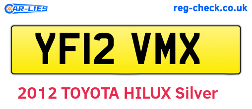 YF12VMX are the vehicle registration plates.