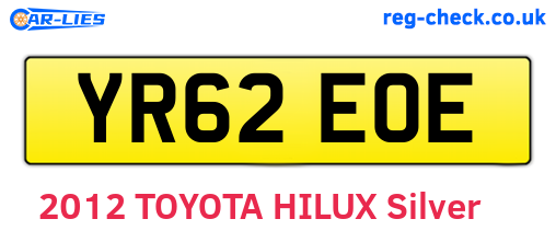YR62EOE are the vehicle registration plates.