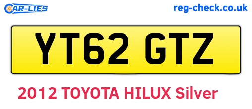 YT62GTZ are the vehicle registration plates.