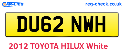 DU62NWH are the vehicle registration plates.