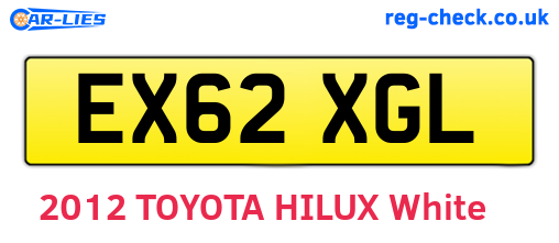 EX62XGL are the vehicle registration plates.