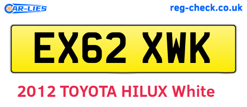EX62XWK are the vehicle registration plates.