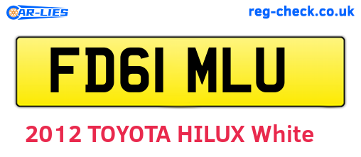 FD61MLU are the vehicle registration plates.