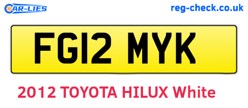 FG12MYK are the vehicle registration plates.