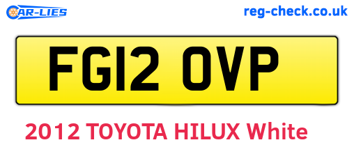 FG12OVP are the vehicle registration plates.