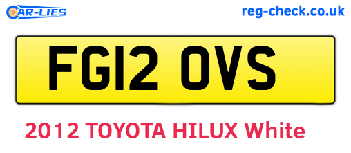 FG12OVS are the vehicle registration plates.