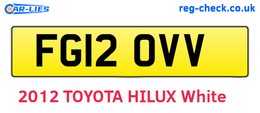 FG12OVV are the vehicle registration plates.