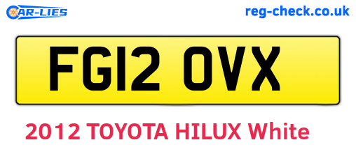 FG12OVX are the vehicle registration plates.