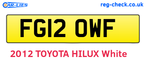 FG12OWF are the vehicle registration plates.