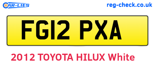FG12PXA are the vehicle registration plates.