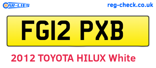 FG12PXB are the vehicle registration plates.