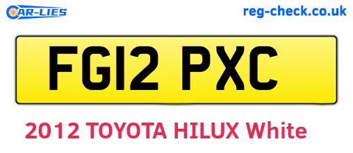 FG12PXC are the vehicle registration plates.