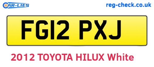 FG12PXJ are the vehicle registration plates.
