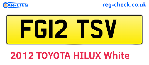 FG12TSV are the vehicle registration plates.