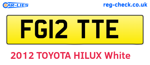 FG12TTE are the vehicle registration plates.