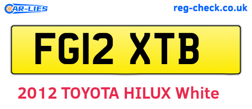 FG12XTB are the vehicle registration plates.
