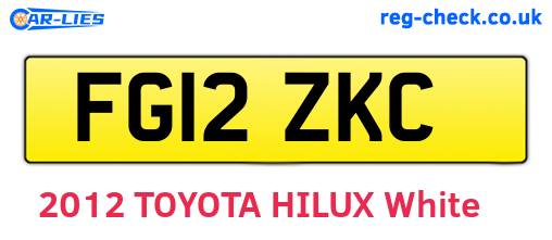 FG12ZKC are the vehicle registration plates.