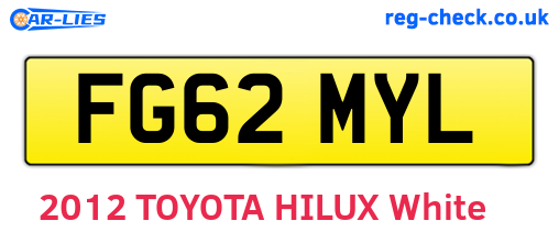 FG62MYL are the vehicle registration plates.