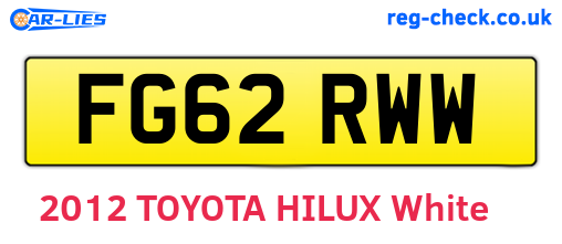 FG62RWW are the vehicle registration plates.
