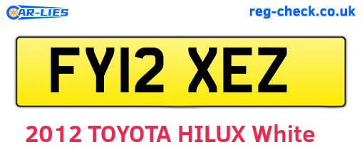 FY12XEZ are the vehicle registration plates.