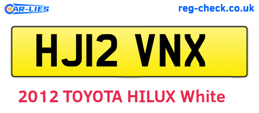 HJ12VNX are the vehicle registration plates.