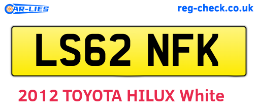 LS62NFK are the vehicle registration plates.