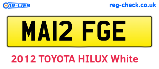 MA12FGE are the vehicle registration plates.