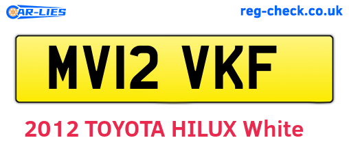 MV12VKF are the vehicle registration plates.
