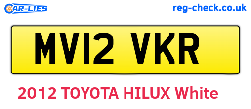 MV12VKR are the vehicle registration plates.