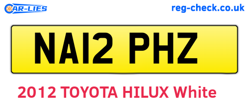 NA12PHZ are the vehicle registration plates.