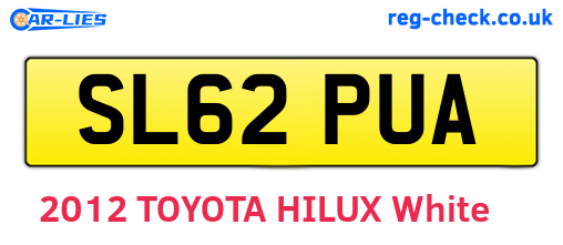 SL62PUA are the vehicle registration plates.