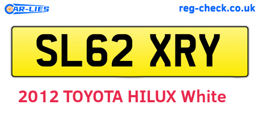 SL62XRY are the vehicle registration plates.