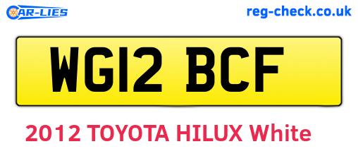 WG12BCF are the vehicle registration plates.
