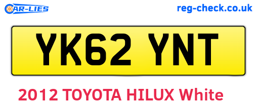 YK62YNT are the vehicle registration plates.