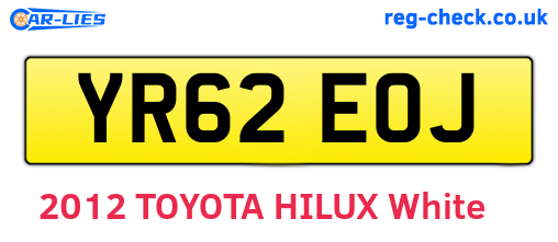 YR62EOJ are the vehicle registration plates.