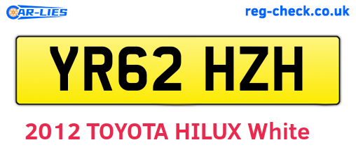 YR62HZH are the vehicle registration plates.