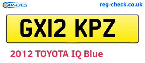 GX12KPZ are the vehicle registration plates.
