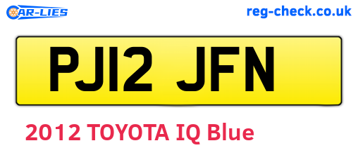 PJ12JFN are the vehicle registration plates.