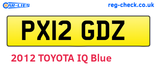 PX12GDZ are the vehicle registration plates.