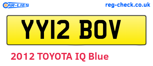 YY12BOV are the vehicle registration plates.