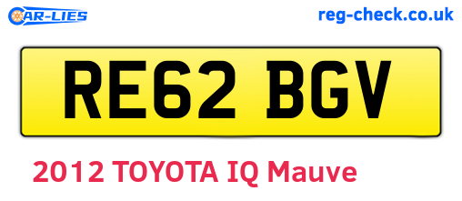 RE62BGV are the vehicle registration plates.