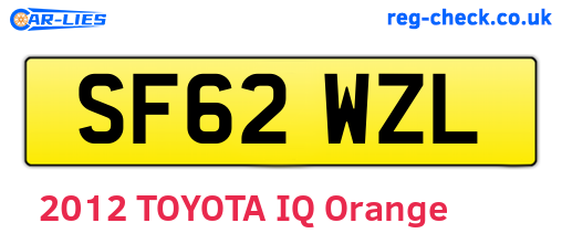 SF62WZL are the vehicle registration plates.