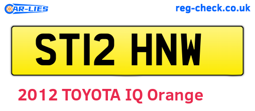 ST12HNW are the vehicle registration plates.