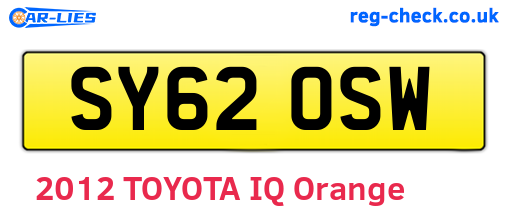 SY62OSW are the vehicle registration plates.